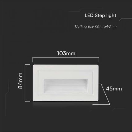 Spot d'escalier LED d'extérieur LED/3W/230V 3000K IP65 blanc