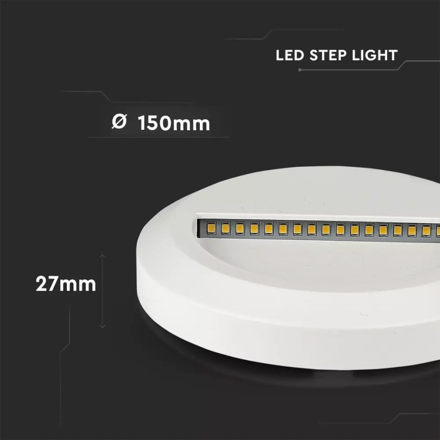 Spot d'escalier LED LED/2W/100-240V 4000K IP65 blanc