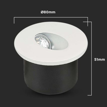 Spot d'escalier LED LED/3W/230V 3000K blanc