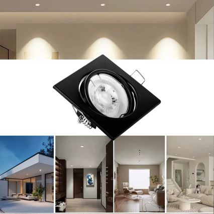 Spot encastrable 1xGU10/MR16/10W/230V 9x9 cm noir