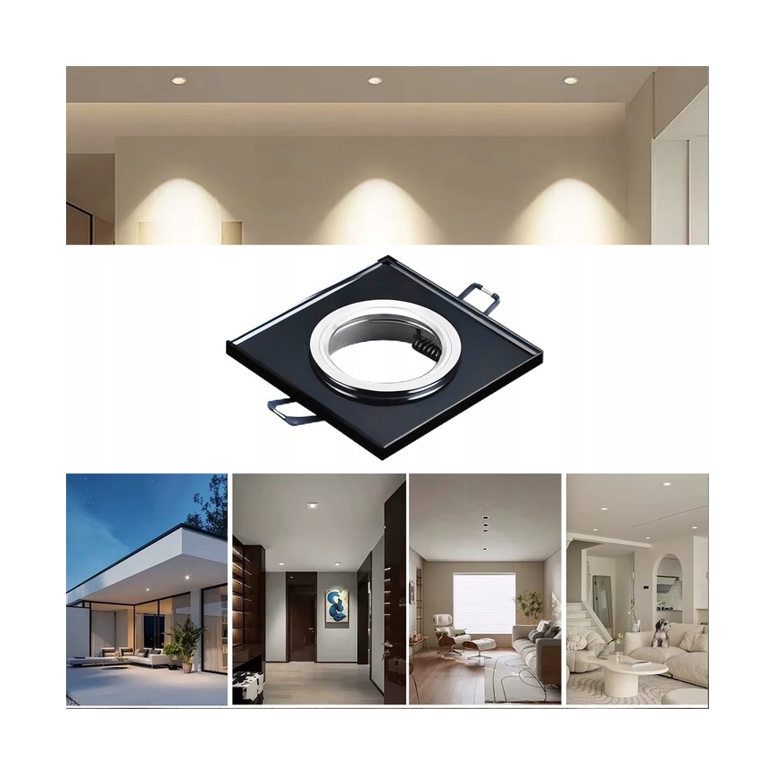 Spot encastrable 1xGU10/MR16/10W/230V 9x9 cm noir