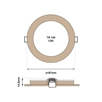 Spot encastrable CIRCLE LED/12W/230V 4200K d. 16,7 cm marron