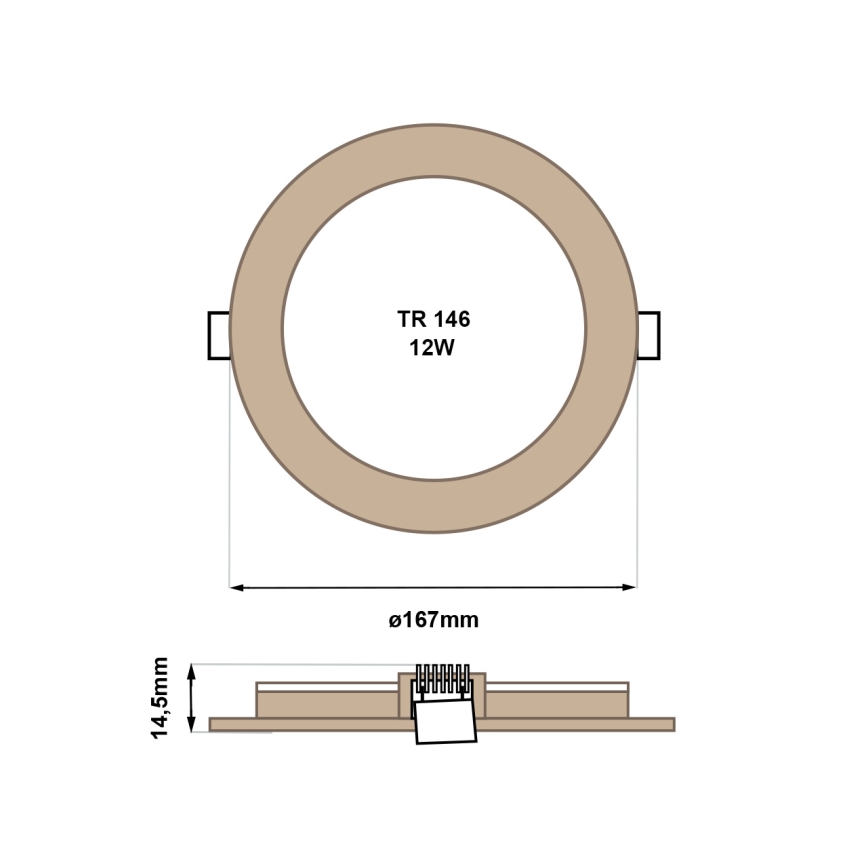 Spot encastrable CIRCLE LED/12W/230V 4200K d. 16,7 cm marron