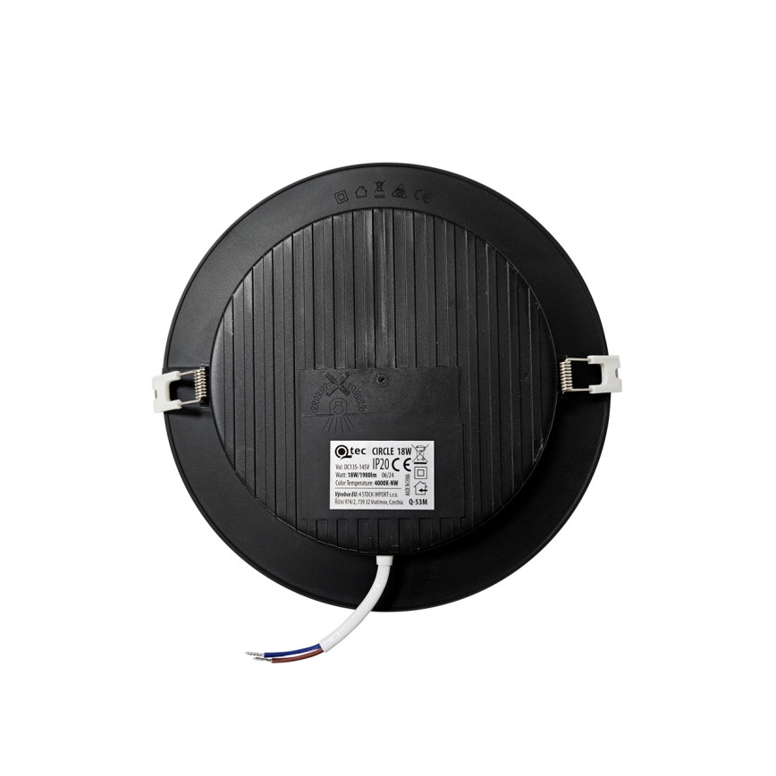 Spot encastrable CIRCLE LED/18W/230V 4000K d. 22 cm noir