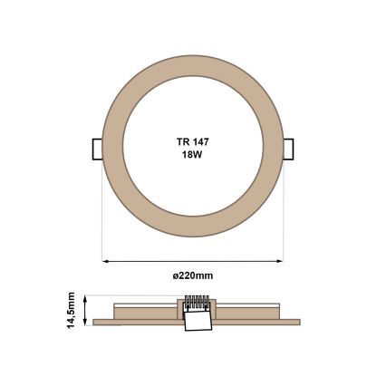 Spot encastrable CIRCLE LED/18W/230V 4200K d. 22 cm marron
