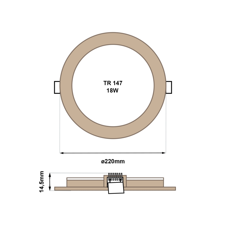 Spot encastrable CIRCLE LED/18W/230V 4200K d. 22 cm marron