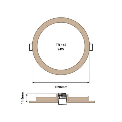 Spot encastrable CIRCLE LED/24W/230V 4200K d. 29,6 cm marron