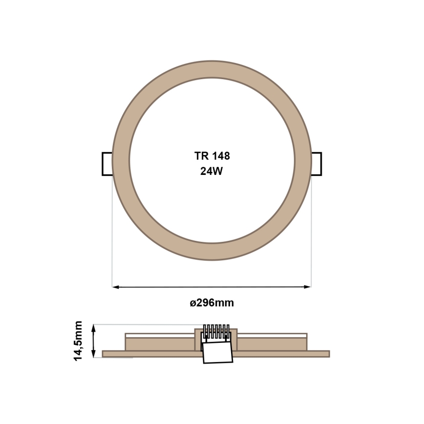 Spot encastrable CIRCLE LED/24W/230V 4200K d. 29,6 cm marron