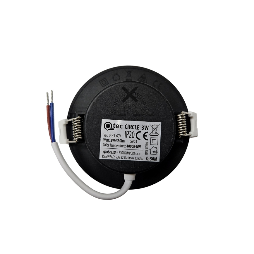 Spot encastrable CIRCLE LED/3W/230V 4000K d. 9 cm noir
