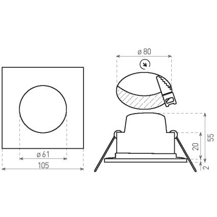 Spot encastrable de salle de bain BONO LED/8W/230V 3000K IP65 noir
