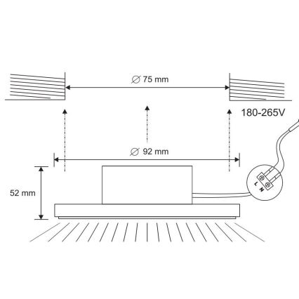 Spot encastrable de salle de bain LED LED/7W/230V 4000K noir IP44