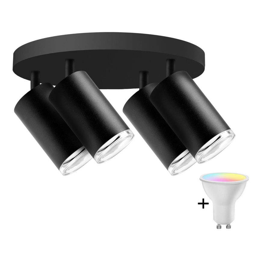 Spot encastrable de salle de bain LED RGBW dimmable TURYN 4xGU10/6,5W/230V 2700-6500K Wi-Fi IP44 noir