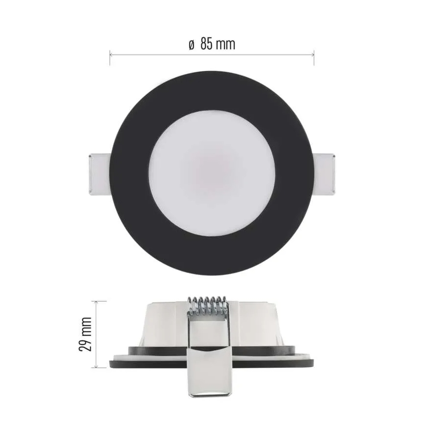 Spot encastrable de salle de bain LORI LED/4,5W/230V IP65 2700/4000K d. 8,5 cm noir