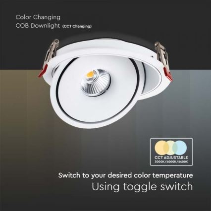 Spot encastrable LED/12W/230V 3000/4000/6400K d. 12 cm blanc