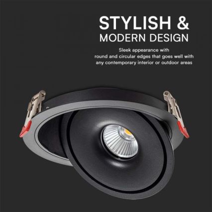 Spot encastrable LED/12W/230V 3000/4000/6400K d. 12 cm noir