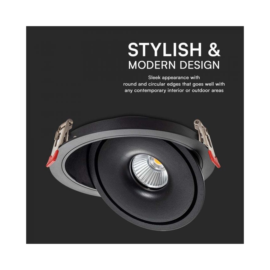 Spot encastrable LED/12W/230V 3000/4000/6400K d. 12 cm noir
