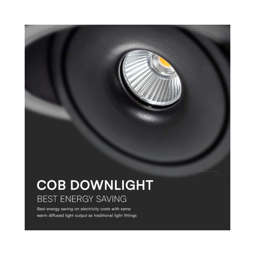 Spot encastrable LED/12W/230V 3000/4000/6400K d. 12 cm noir