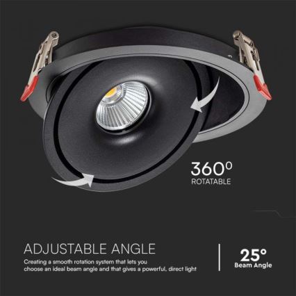 Spot encastrable LED/12W/230V 3000/4000/6400K d. 12 cm noir