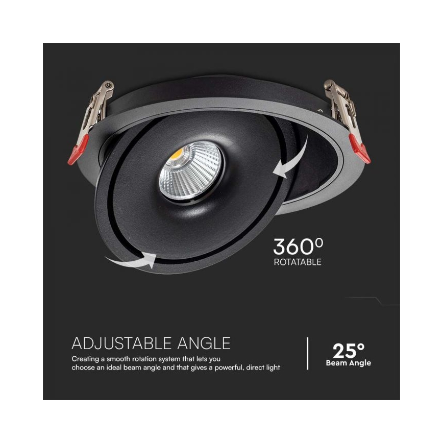 Spot encastrable LED/12W/230V 3000/4000/6400K d. 12 cm noir