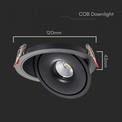 Spot encastrable LED/12W/230V 3000/4000/6400K d. 12 cm noir