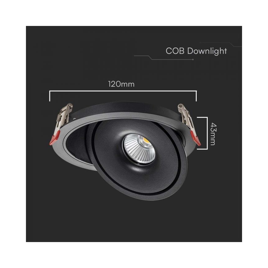 Spot encastrable LED/12W/230V 3000/4000/6400K d. 12 cm noir