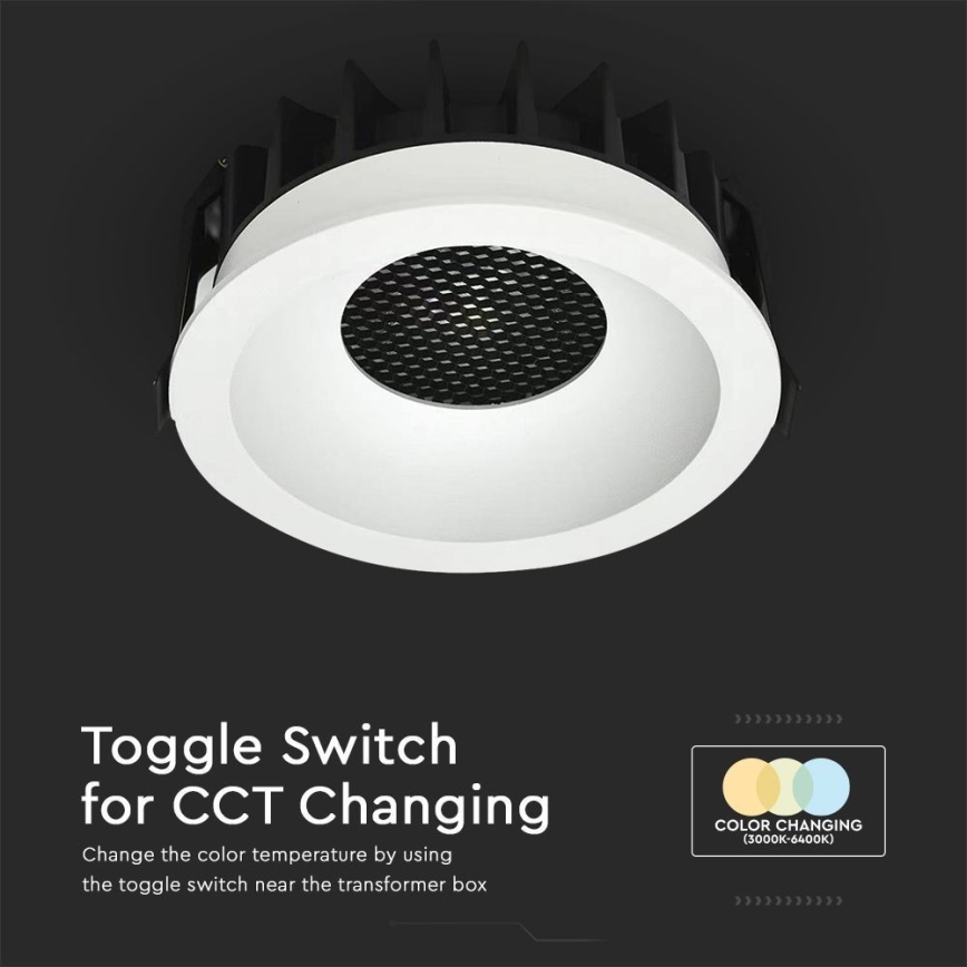 Spot encastrable LED/12W/230V 3000/4000/6400K ø 8,6 cm blanc