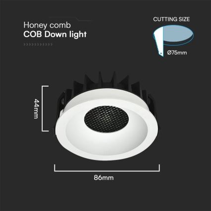 Spot encastrable LED/12W/230V 3000/4000/6400K ø 8,6 cm blanc