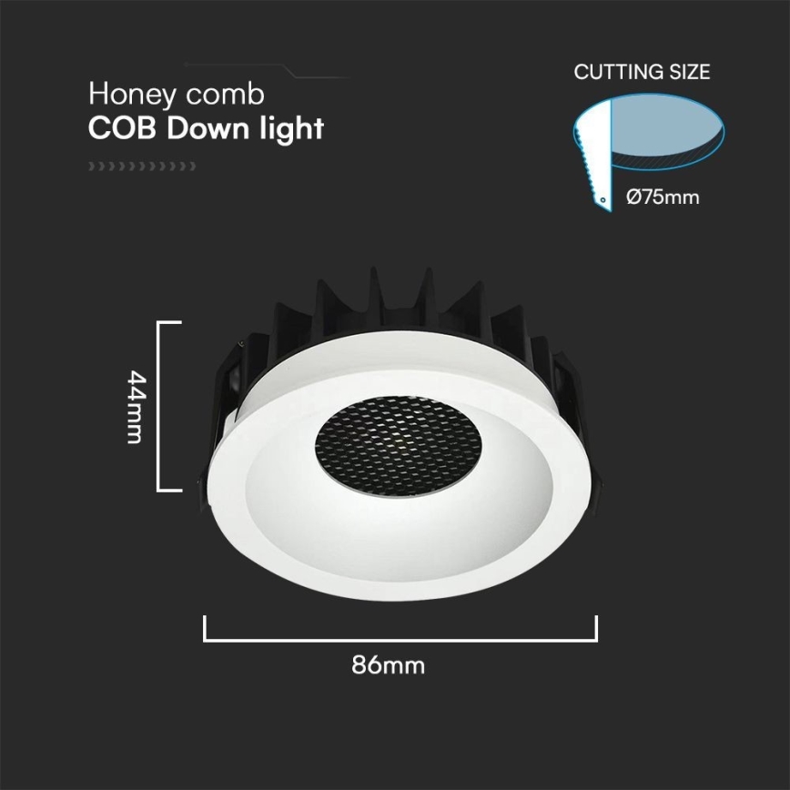 Spot encastrable LED/12W/230V 3000/4000/6400K ø 8,6 cm blanc