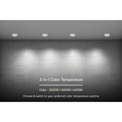 Spot encastrable LED/18W/230V 3000/4000/6400K d. 10,6 cm blanc