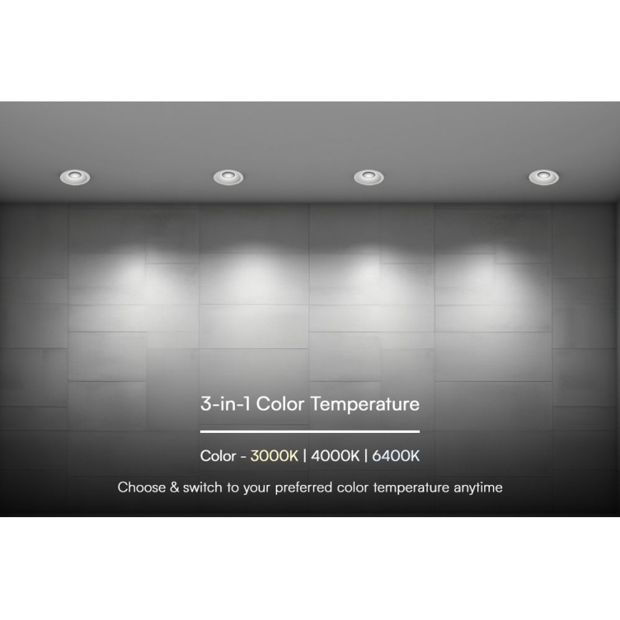 Spot encastrable LED/18W/230V 3000/4000/6400K d. 10,6 cm blanc