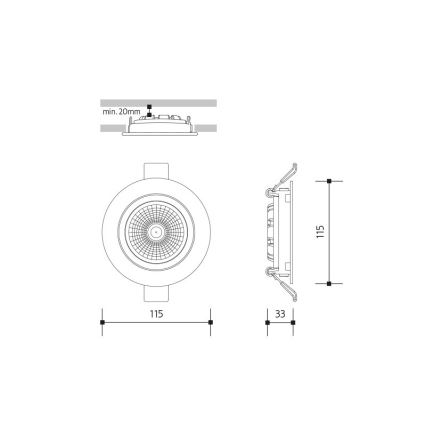 Spot encastrable LED/18W/230V 3000K d. 11,5 cm noir