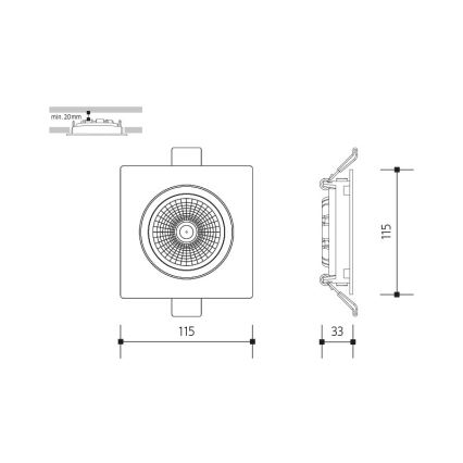 Spot encastrable LED/18W/230V 4000K 11,5x11,5 cm noir