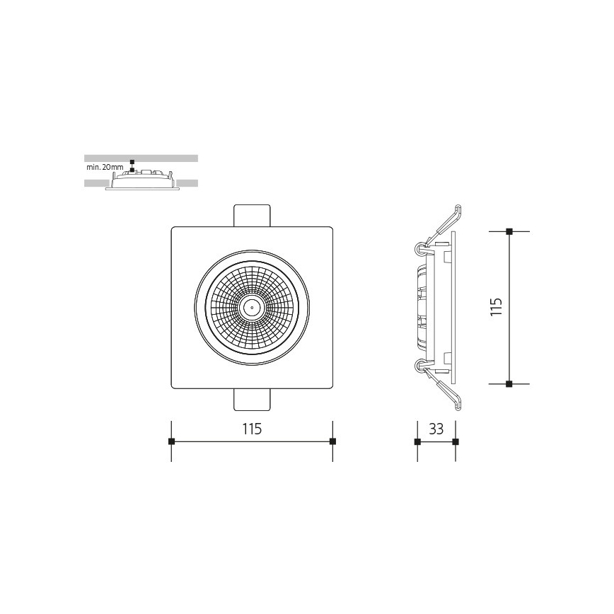 Spot encastrable LED/18W/230V 4000K 11,5x11,5 cm noir