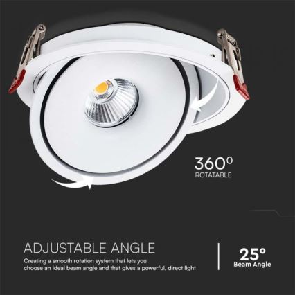 Spot encastrable LED/20W/230V 3000/4000/6400K d. 16,5 cm blanc