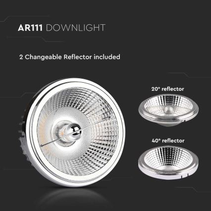 Spot encastrable LED/20W/230V 3000K 40°/20° d. 11 cm chrome brillant