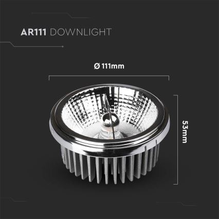 Spot encastrable LED/20W/230V 3000K 40°/20° d. 11 cm chrome brillant
