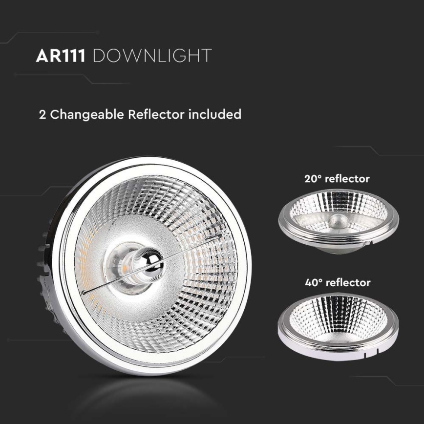 Spot encastrable LED/20W/230V 6400K 40°/20° d. 11 cm chrome brillant