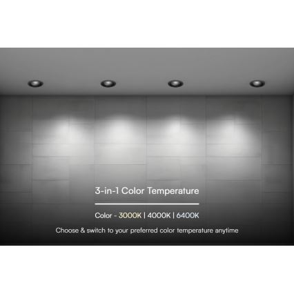 Spot encastrable LED/24W/230V 3000/4000/6400K ø 13,5 cm noir