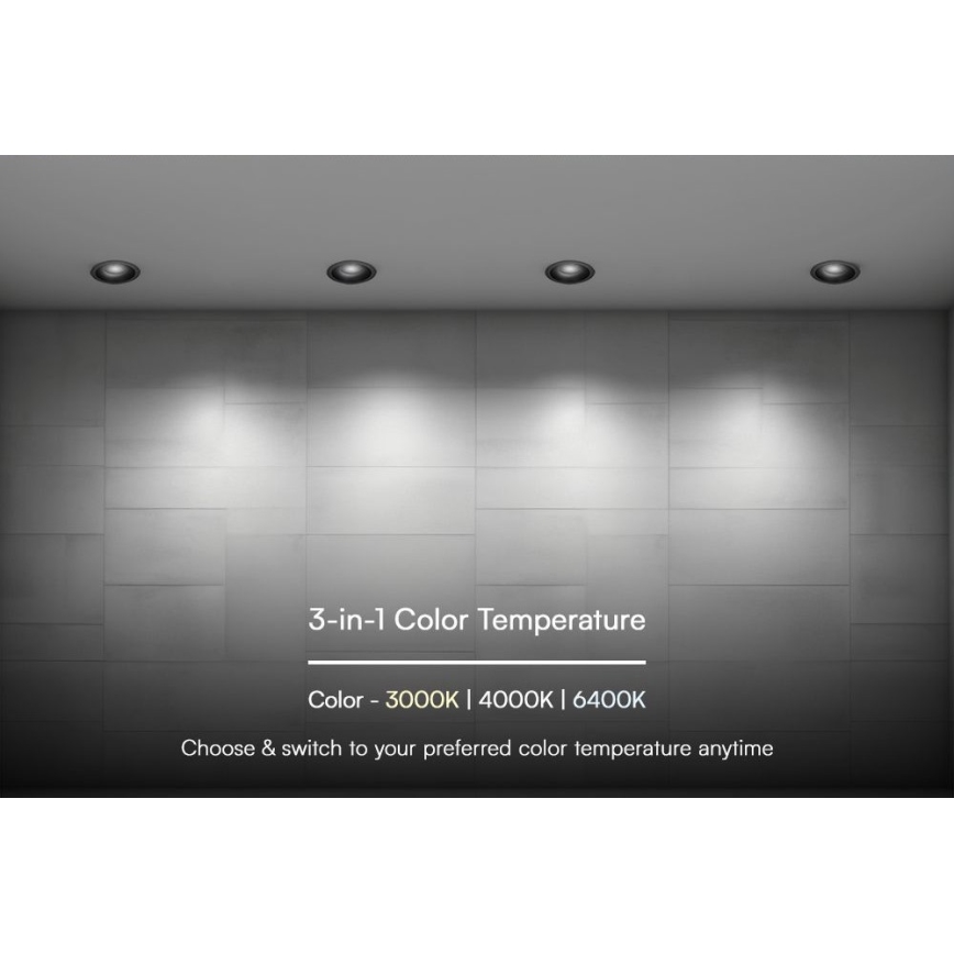 Spot encastrable LED/24W/230V 3000/4000/6400K ø 13,5 cm noir