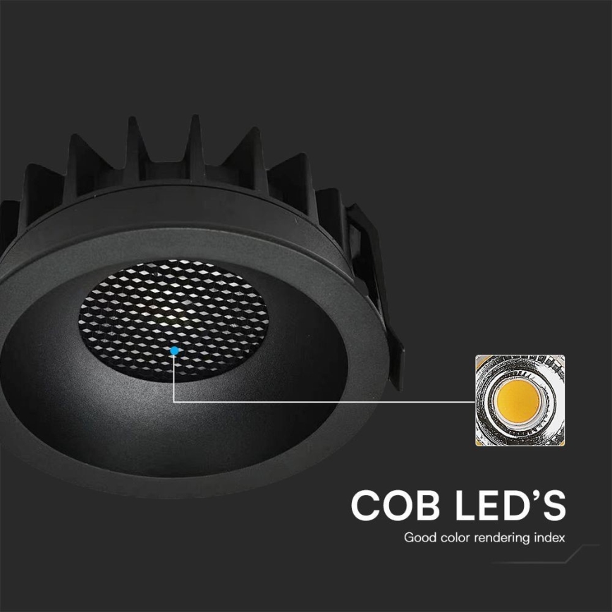 Spot encastrable LED/24W/230V 3000/4000/6400K ø 13,5 cm noir