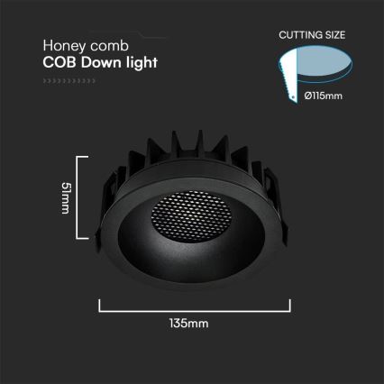 Spot encastrable LED/24W/230V 3000/4000/6400K ø 13,5 cm noir