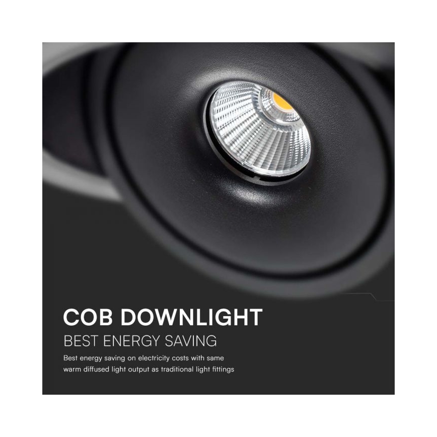 Spot encastrable LED/28W/230V 3000/4000/6400K d. 20 cm noir