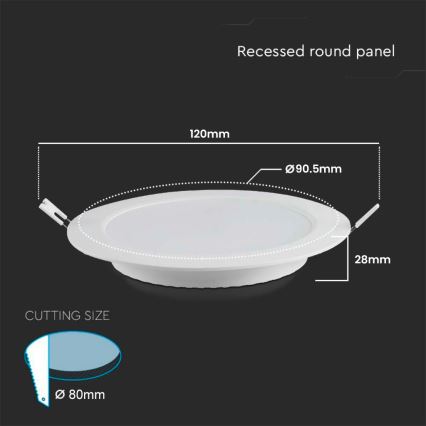Spot encastrable LED/3W/230V d. 9,5 cm 6500K blanc