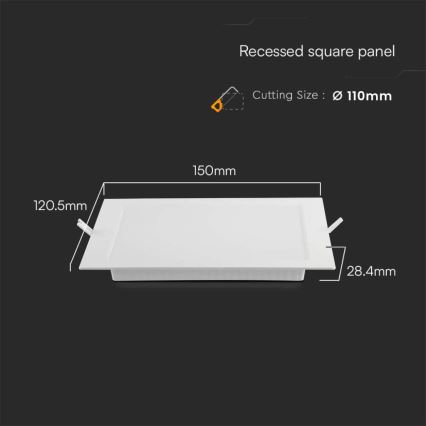 Spot encastrable LED/6W/230V 12x12 cm 6500K blanc