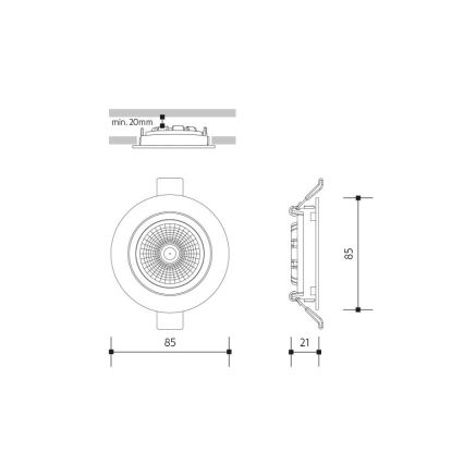 Spot encastrable LED/6W/230V 4000K d. 8,5 cm noir