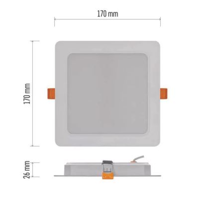 Spot encastrable LED LED/18W/230V 17x17 cm blanc