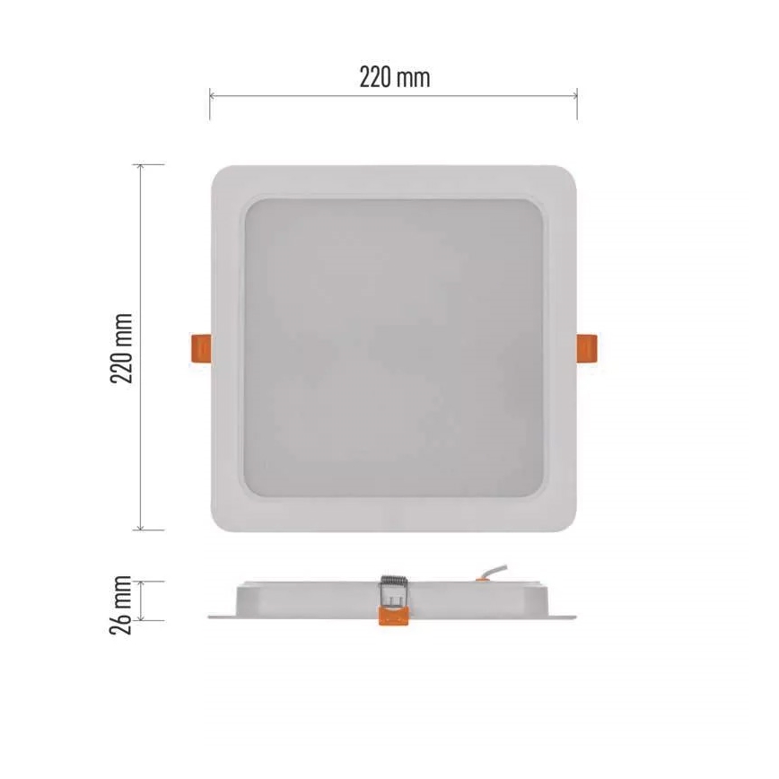 Spot encastrable LED LED/24W/230V 22x22 cm blanc
