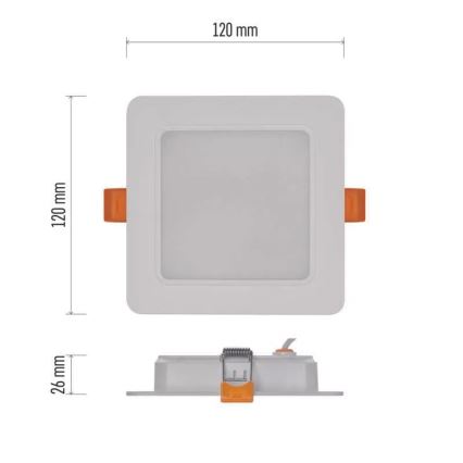 Spot encastrable LED LED/9W/230V 12x12 cm blanc