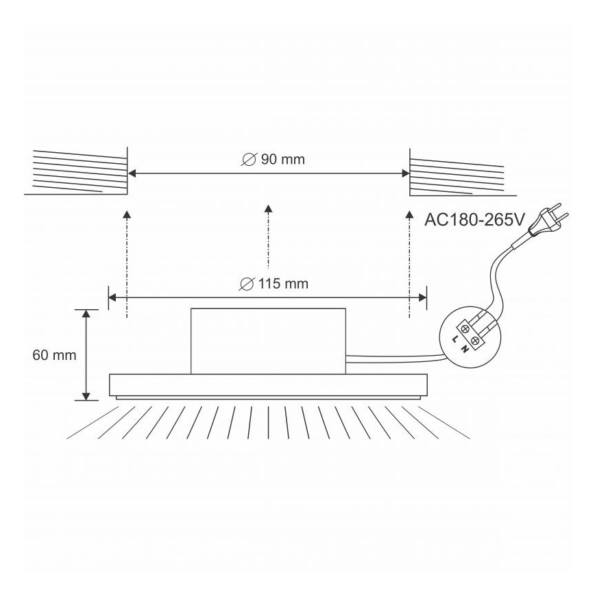 Spot encastrable LED salle de bain LED/10W/230V 4000K argent IP44