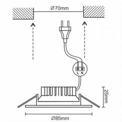 Spot encastrable LED salle de bain LED/7W/230V 4000K argent IP44